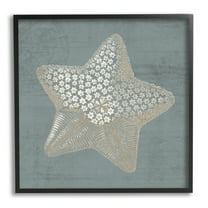 Patterned Starfish Aquatic Sea Life Animals & Insects Graphic Art Black Framed Art Print Wall Art