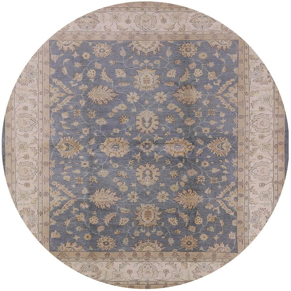Ahgly Company Machine Washable Indoor Round Industrial Modern Rose Dust Purple Area Rugs, 8' Round