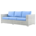 thumbnail image 1 of Lounge Sofa, Rattan, Wicker, Light Grey Gray Light Blue, Modern Contemporary Urban Design, Outdoor Patio Balcony Cafe Bistro Garden Furniture Hotel Hospitality, 1 of 8