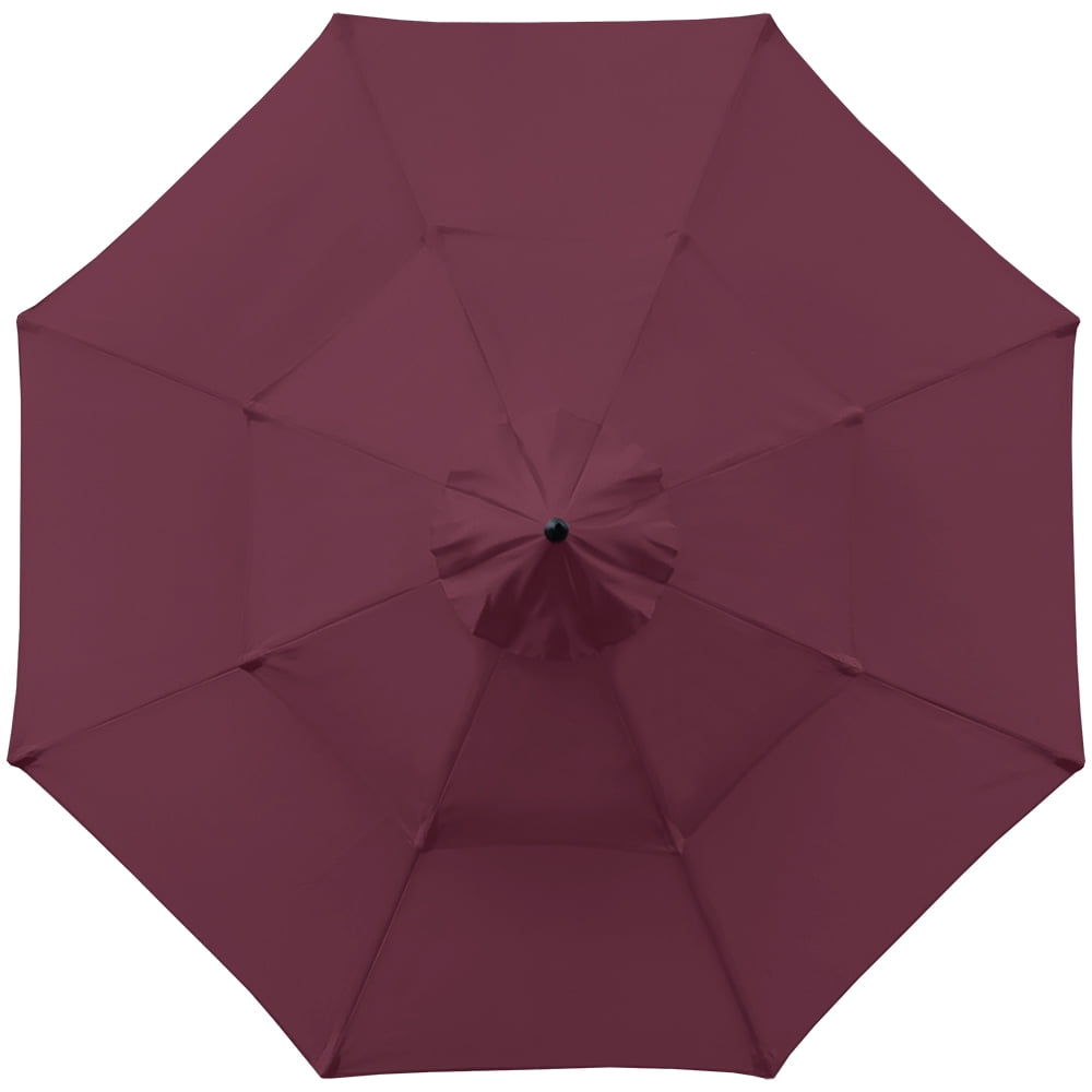 Abble 9ft Patio Umbrella with Crank 3-Tier Pagoda Outdoor Market Umbrella with 8 Ribs for Garden Deck Backyard Pool, Burgundy