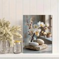 thumbnail image 2 of White Orchid on Spa Stones Canvas Print, Floral Meditation Art, Spa & Relaxation Wall Decor, 2 of 8