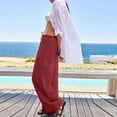thumbnail image 6 of Qetyuw Women's Wide Leg Pants High Waist Drawstring Palazzo Pants with Big Pockets Stretch Loose Lightweight Flowy Beach Sleep Trousers, 6 of 8