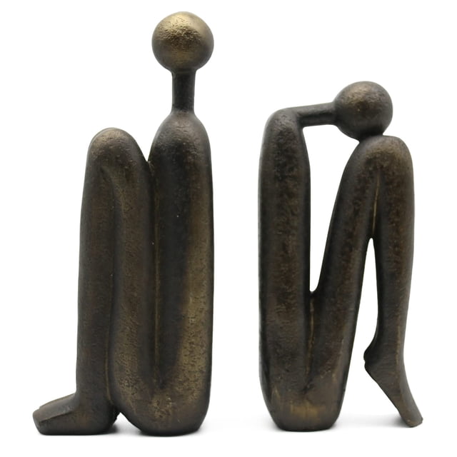 Sujetalibros decorativos Lukitas Thinker de resina, 23 cm, 1 par/2 piezas