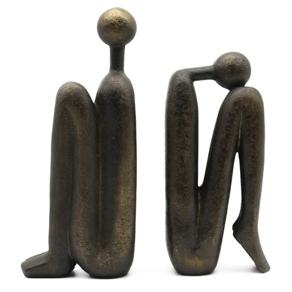 Sujetalibros decorativos Lukitas Thinker de resina, 23 cm, 1 par/2 piezas