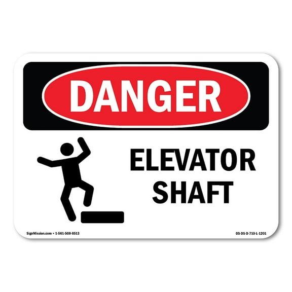 SignMission OS-DS-A-1218-L-1201 12 x 18 in. OSHA Danger Sign - Elevator Shaft