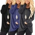 thumbnail image 2 of Powerdelux Long Sleeve Shirts For Women Casual Solid Twist Front Tunic Tops To Wear With Leggings, 2 of 7