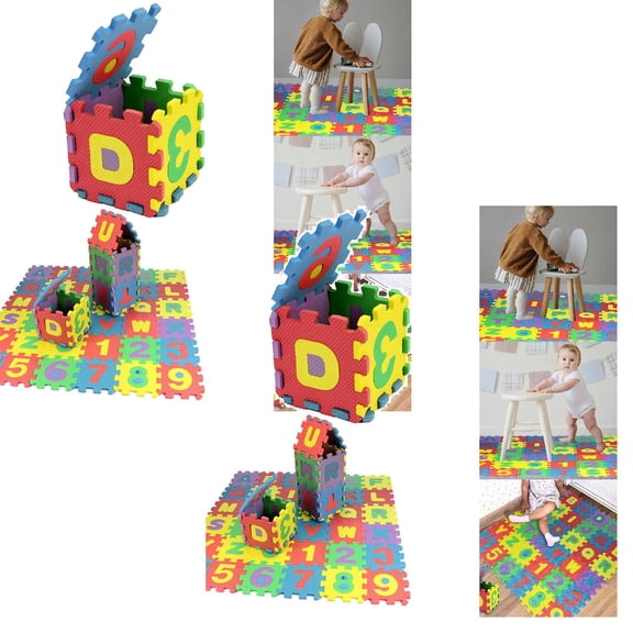 2Pack Foam Alphabet And Number Puzzle Play Mat Soft And Educational Floor Tiles For Babies And Kids For Crawling And Learning Education 2.4"X2.4" Birthday Gift