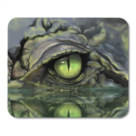 Brown Padded Lizard LADDKE Green Alligator Drawing of Crocodile Eye Brown Skin Lizard Mousepad Mouse Pad Mouse Mat 9x10 inch ()