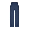 thumbnail image 7 of Gaecuw Linen Pants Women Summer Palazzo Pants Relaxed Fit Long Pants Drawstring Lounge Trousers Sweatpants Casual Loose Baggy Pants High Waisted Linen Ankle Length Workout Pants with Pockets Solid, 7 of 7