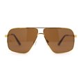 thumbnail image 2 of Mens Rectangular Metal Rim Officer Gentlemanly Racer Sunglasses Yellow Gold - Solid Brown, 2 of 4