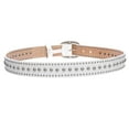 thumbnail image 4 of Ladies Oval Buckle Metal Circle Studded Leather Belt, 4 of 5