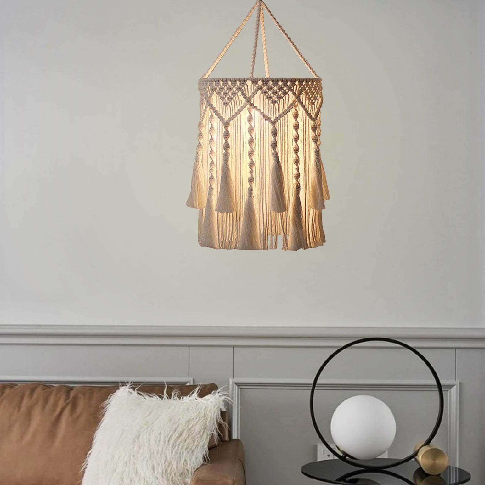 EHJRE Macrame Lamp Shade Boho Hanging Pendant Light Cover Light Fixtures Cover Ceiling Light Shade for Living Room Office Festival , A 30cmx75cm