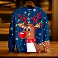 thumbnail image 4 of Byoo Little Boys Christmas Sweatshirt Reindeer Graphic Knit Long Sleeve Crewneck Pullover Top Kids Winter Holiday Xmas Shirt, 4 of 5
