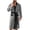 Gray, variant on Men Contrast Trim Waffle Knit Bathrobe, Long Sleeve Knee Length Self Tie Lightweight Spa Robe with Pockets