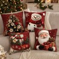 thumbnail image 6 of Sahpxhe Christmas Throw Pillow Cover 18X18 Set Of 4 Christmas Tree Santa Sleigh Pattern Soft Cushion Covers for Sofa Couch Home Decor, 6 of 7