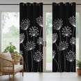 thumbnail image 5 of Outdoor Curtains for Patio Waterproof, Spring Dandelion Outdoor Privacy Panels Grommet, Modern Country Flower Black White Blackout Outside Curtains for Porch/Cabana/Pergola/Gazebo 54"x108", 2 Panels, 5 of 8