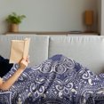 thumbnail image 3 of Oriental Soft Flannel Fleece Throw Blanket, Classical Floral Motifs with Curly Leaves in Vintage Art Design, Cozy Plush for Indoor and Outdoor Use, 70" x 90", Blue and Cream, by Ambesonne, 3 of 5