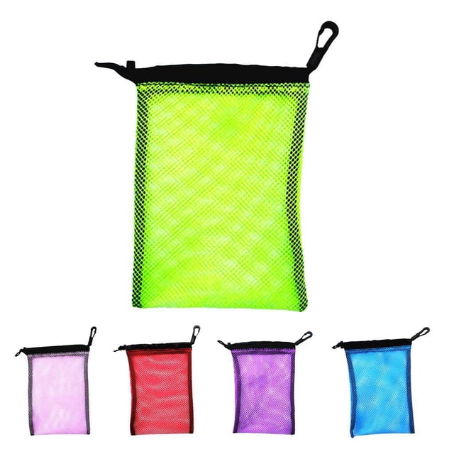 maskred Compact Dive Swimming Drawstring Mesh Bag for Diving Snorkel Gear Pink 9 Inch x 6.5 Inch 1Set