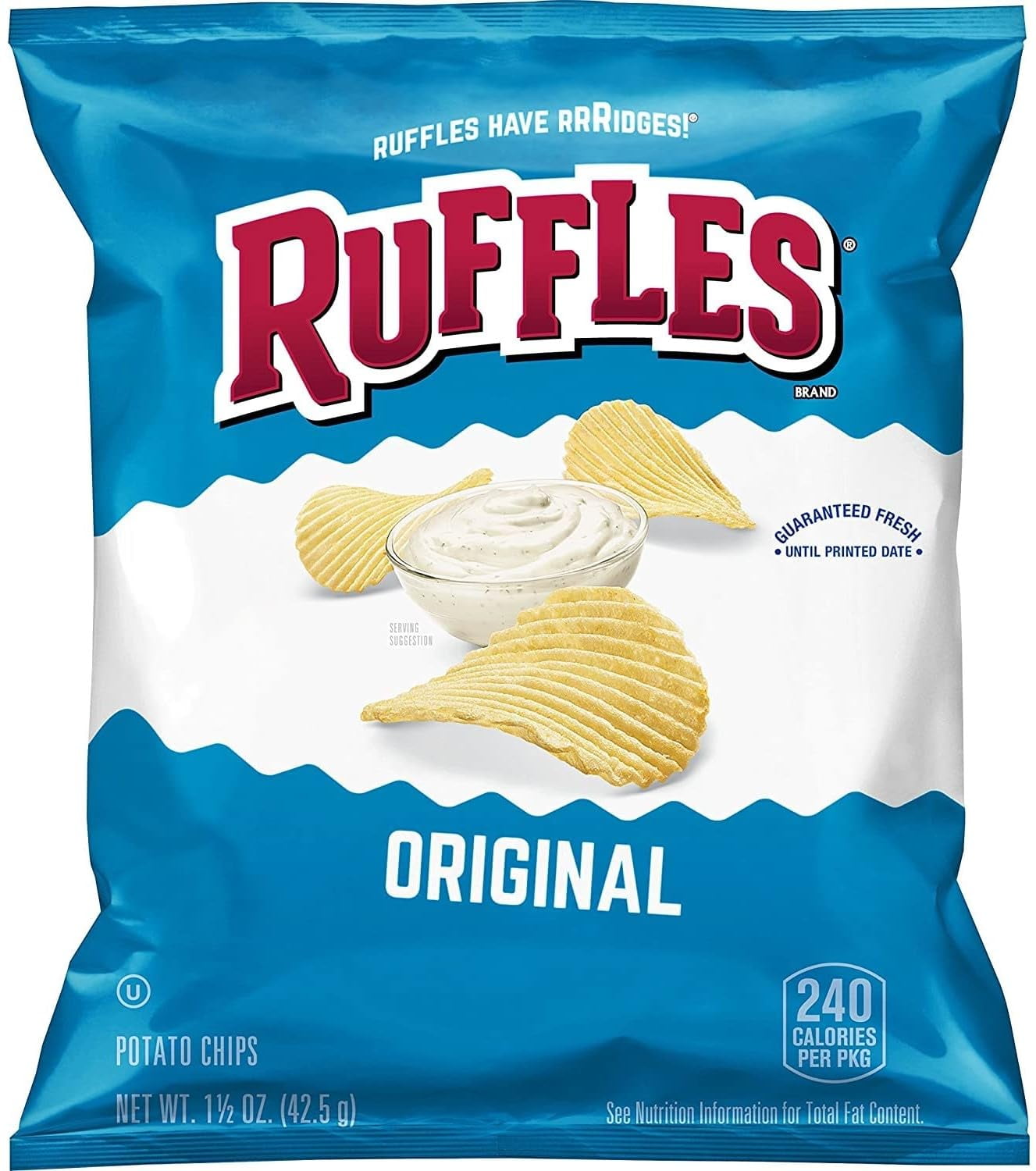 Ruffles Potato Chips, Original, 1.5 Ounce Bag (Pack of 16) Value Pack Bundled by SUPERDEALS with Mystery Gift