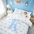 thumbnail image 3 of meiyoeat Cartoon Bow Letter K Twin Duvet Cover for Girls, Princess Ribbon Print Twin Bedding, Blue, Colorful Star Reversible, 2-Piece, 1 Duvet Cover and 1 Pillowcase, 3 of 6
