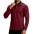 thumbnail image 6 of Josdec Men's Color Block Long Sleeve Top, Turndown Collar Contrast Piping Casual Base Shirt for Daily Layering S‑XXL, 6 of 8