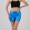 thumbnail image 4 of Women's High Waisted Metallic Biker Shorts Stretch Shiny Party Club Pants, 4 of 6