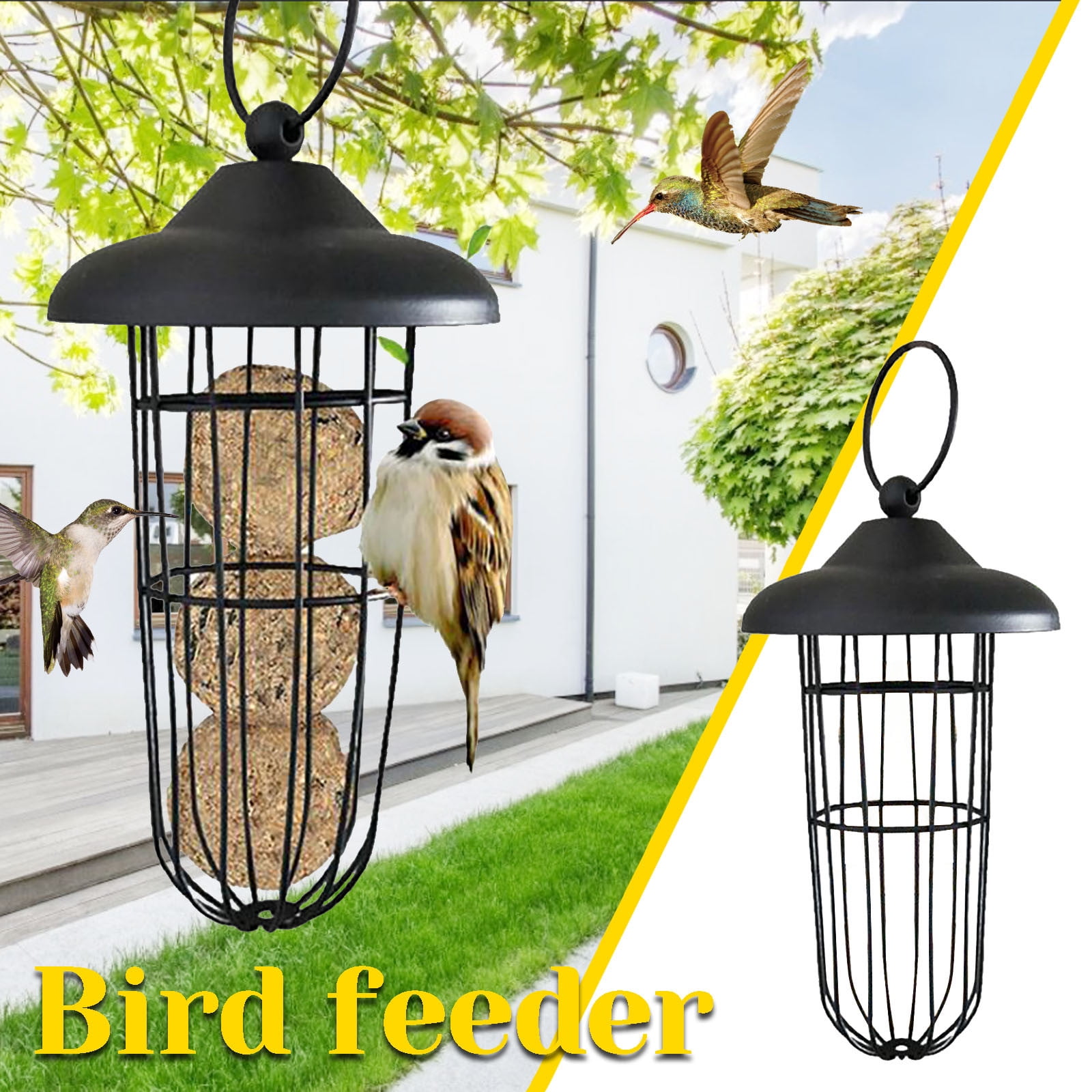 Aihimol Squirrel Proof Bird Feeder,Metal Mesh Bird Feeders for Outdoors Hanging,Gravity Protection Squirrel Proof Wild Bird Feeders with Finch Cardinal Chickadee