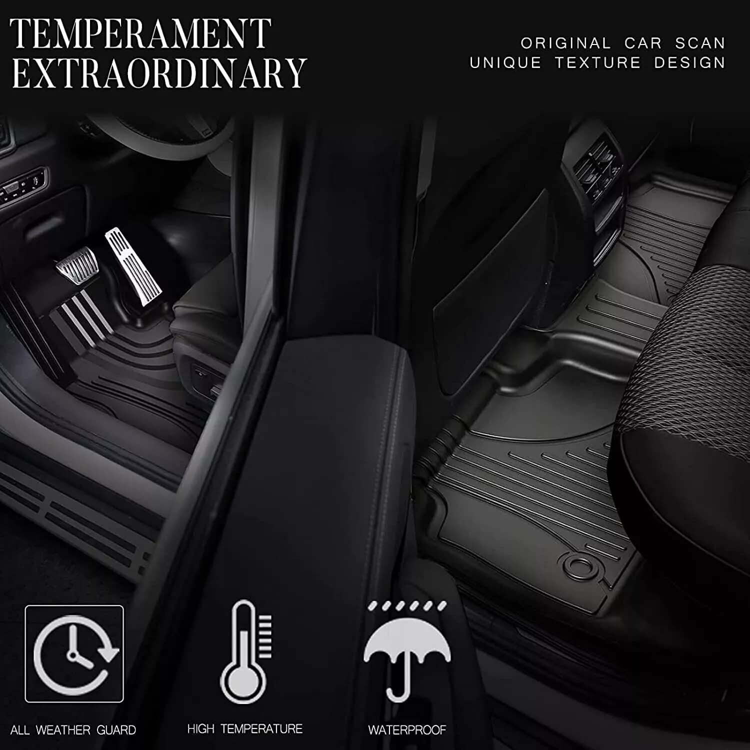 DIKSOAKR Car Floor Mats & Cargo Liner & Backrest Mat for Nissan Rogue 2021-2024 Row Trunk Mat Full Set TPE All Weather Protection