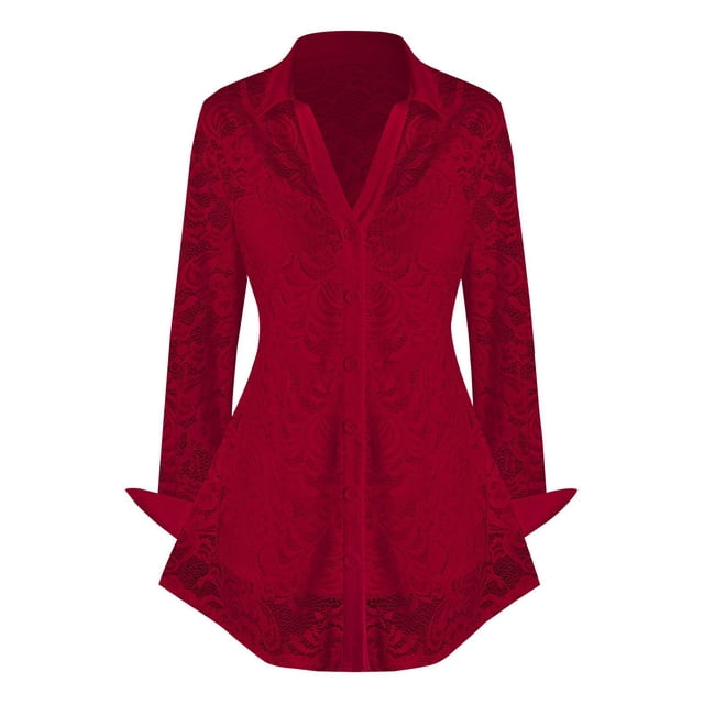 Talla grande de encaje ver a través de la blusa con el juego de cami superior Rosegal Blusas Tallas Grandes