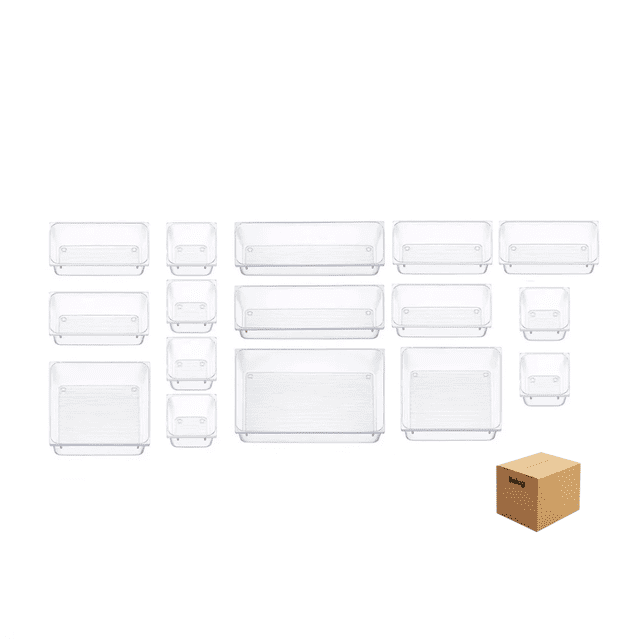 Organizador De Cajones Joyas Maquillaje 16 Pzas De Plástico Belug, Transparente