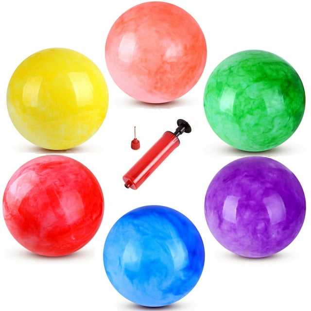 Gcqjoq 6 Piezas Pelotas Hinchables Marmoladas Pelotas De Patada Pelotas Sensoriales Inflables Para Playa Escuela Patio De Juegos Interior/Exterior Pelotas De Juego - 9 Pulgadas
