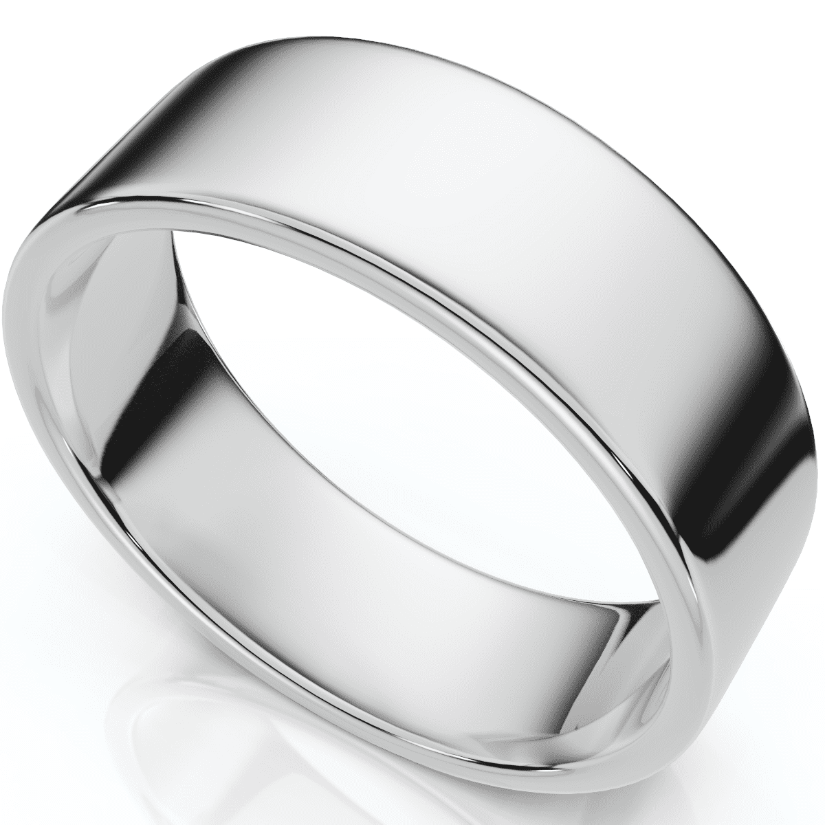 Pompeii Mens 14K White Gold 7mm Flat Wedding Ring Band (,)