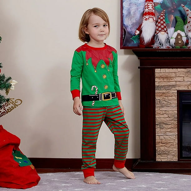 Pijamas de Navidad para ninos ninas elfo Papa Noel ropa de dormir para ninos pequenos Navidad con sombrero ropa de dormir regalo de Ano Nuevo ropa de 2 a 14 anos