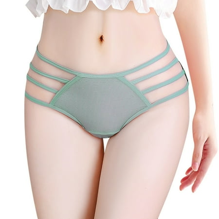 GHSOHS Womens Underwear Thongs Shapewear Panties Comfy Underwear for Underwear Hollow Thin Ribbon Bow Shorts Fashion Low Waisted Breathable Cotton Crotch Seamless Underpants Green Panty Women s  M