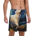 thumbnail image 2 of Balery Vintage Starry Sky Labrador A Pantalones cortos de pijama de punto de algodón para hombre con cinturilla y bolsillos-Small, 2 of 6