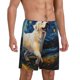 thumbnail image 2 of Balery Vintage Starry Sky Labrador A Pantalones cortos de pijama de punto de algodón para hombre con cinturilla y bolsillos-Large, 2 of 6