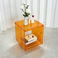 thumbnail image 4 of 2 Tier Clear Acrylic End Side Table Bedside Table Nightstand Open Storage for Living Room Bedroom, Orange Color, 4 of 12