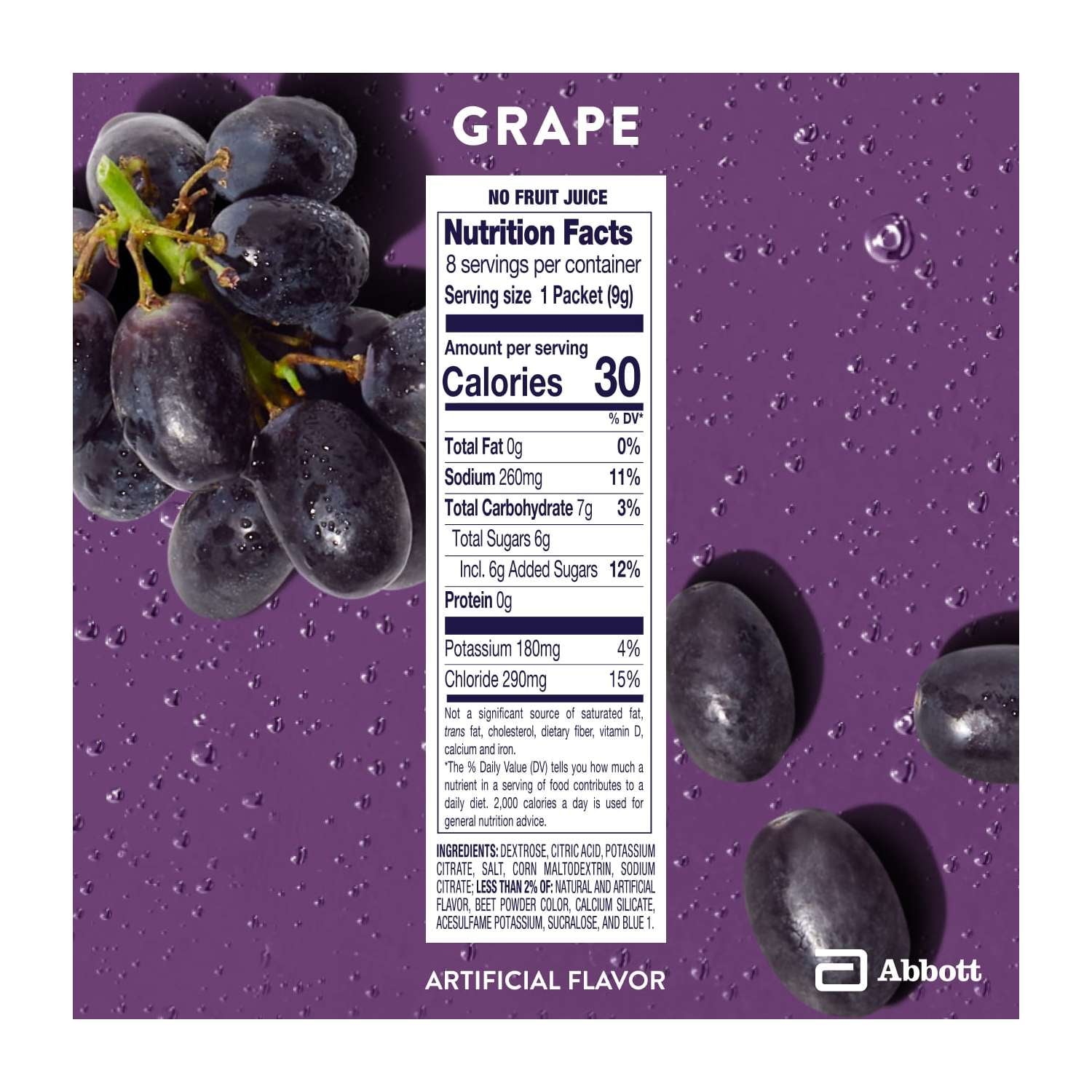 (2 pack) Pedialyte Electrolyte Powder, Grape, 8 Powder Packets
