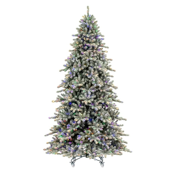 Vickerman 10' x 67" Flocked Bavarian Pine Artificial Pre-Lit Christmas Tree, Multi-Colored Lights.