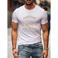 thumbnail image 1 of Men's Casual Short-Sleeve T-Shirt with Vintage Letter Print - Breathable Polyester, Crew Neck, Perfect for Summer Outings Tee For Adult, Men, Women, Teen, Teenager, Adolescent, Youth., 1 of 4