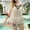 Beige, variant on Bohemian Summer Dress for Women Beach Swimsuit Cover Up Chiffon Hollow Out Floral Short Sleeve Sundress Casual Loose Tassel Beach Dress