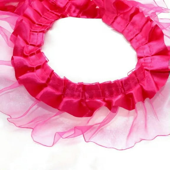 U8MO 5 Yards 2-Layer Satin Organza Lace Ruffle Edge Trim 2" Sewing Wedding Ribbon DIY-Hot Pink