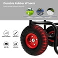 thumbnail image 2 of Firewood Log Cart Carrier, Outdoor & Indoor Steel Wood Rack Storage Mover with 2 Large Rubber Wheels, Heavy Duty Steel Fireplace Log Carrier Mover, Rolling Wheeled Dolly Hauler, Bl, 2 of 7