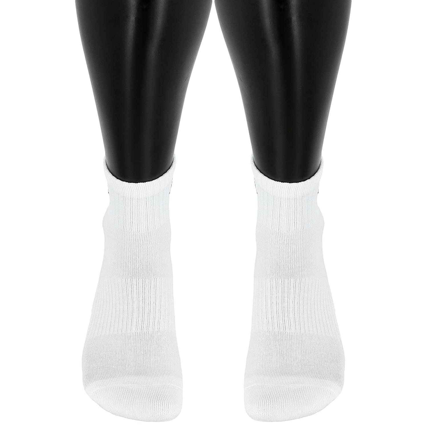 adidas Mens Athletic Cushioned Quarter Sock (6-Pair), White/Black, Large, (Shoe Size 6-12)