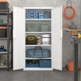 thumbnail image 2 of Garage Storage Cabinets with Lock Doors,Metal Garage Storage Cabinets with 4 Adjustable Shelves for Home,Office, Warehouse(White), 2 of 14