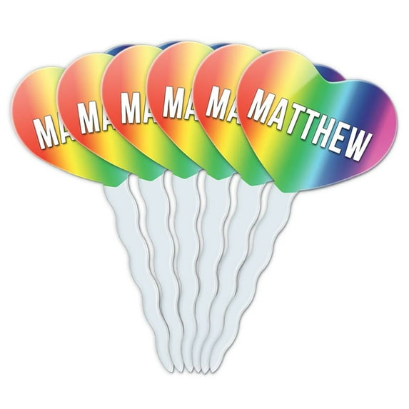 Matthew Heart Love Cupcake Picks Toppers - Set of 6
