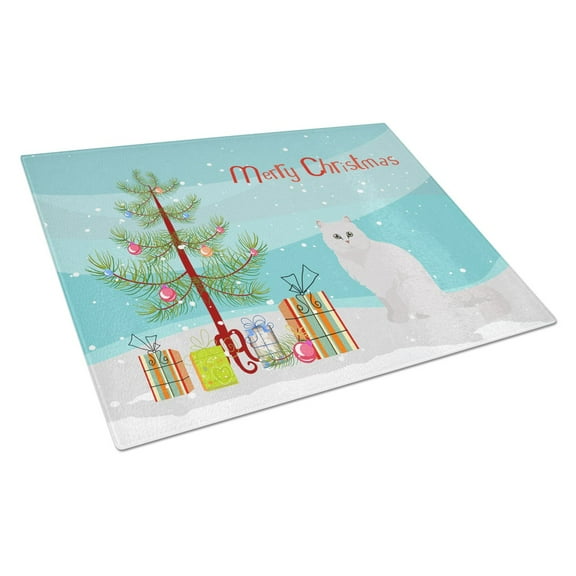 Carolines Treasures CK4758LCB Chinchilla Persian Longhair Cat Merry Christmas Glass Cutting Board Large, 12H x 16W,