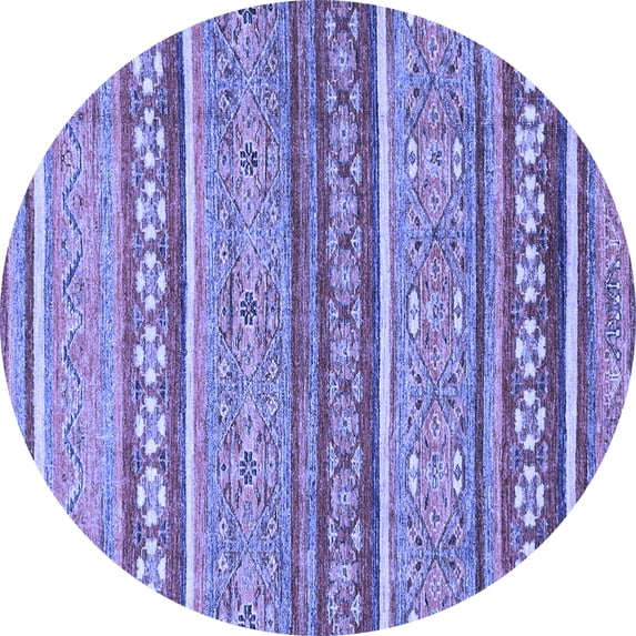 Ahgly Company Indoor Round Abstract Blue Modern Area Rugs, 7' Round