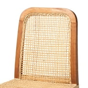 bali & pari Caspia Rattan and Mahogany wood Mid-Century Counter Stool, Natural Brown