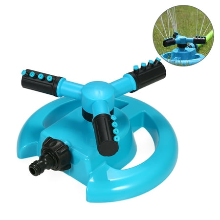 Garden Sprinkler Automatic 360° Rotating Lawn Watering Sprinkler Adjustable Irrigation System with Three Arm Sprayers and Black (Best Automatic Sprinkler System)